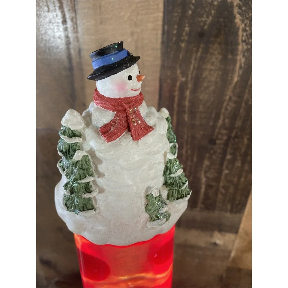 Vintage 1990s Creative Motion Christmas Lava Lamp Snowman & Santa Claus‎ Scene